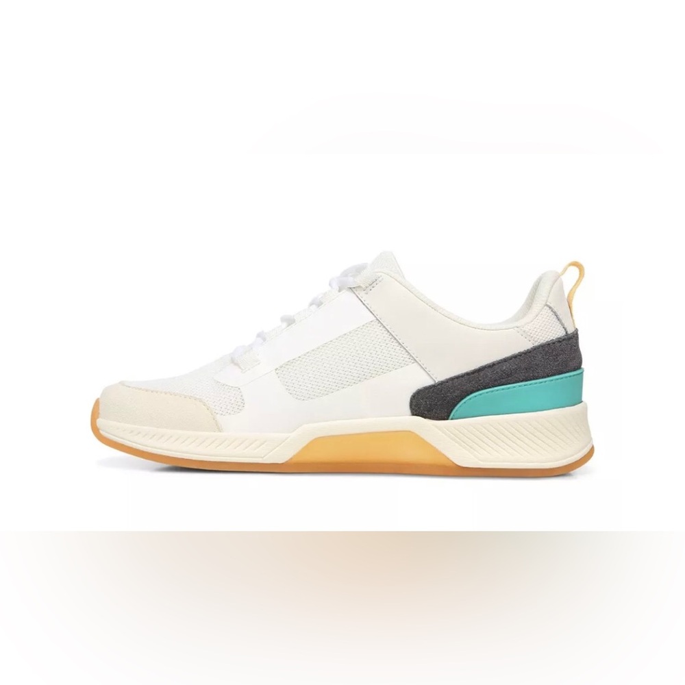 Vionic White Cream Teal Leather Comfort Sneakers Women’s Size 7